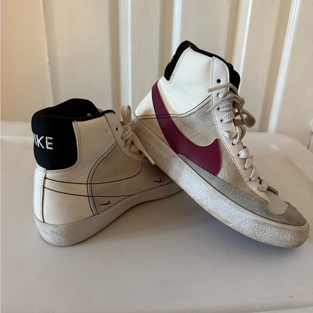 Nike High-Tops with Burgundy Swoosh
